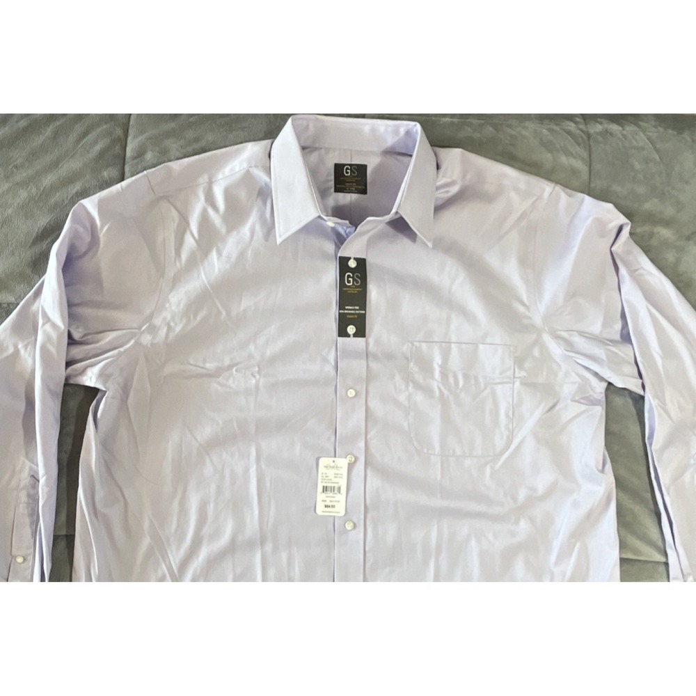 GS‎ Men's Light Purple Dress Shirt Classic Fit Wrinkle Free Long Sleeve 18-37/38